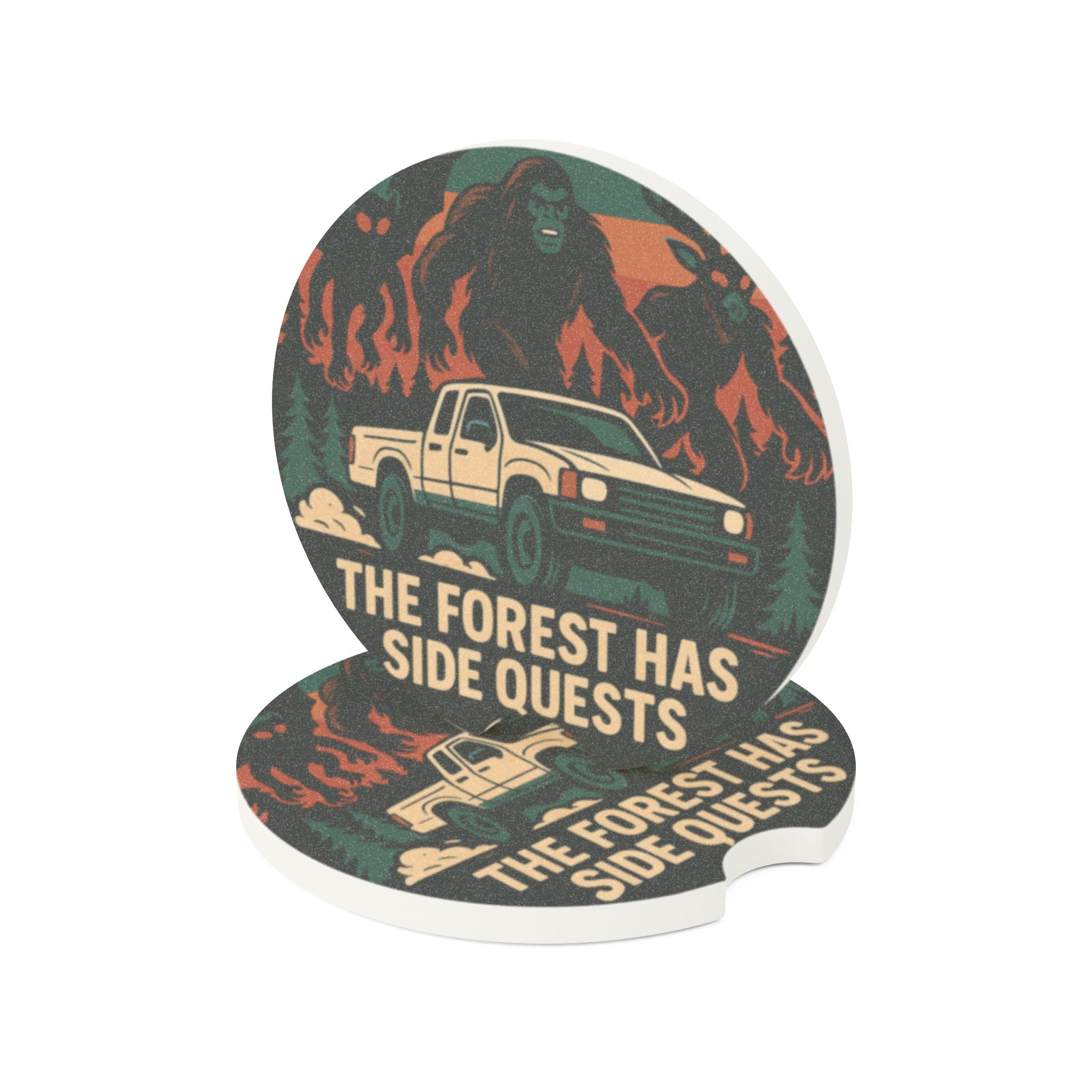 Soapstone Car Coaster — "The Forest Has Side Quests" Truck Adventure Coaster