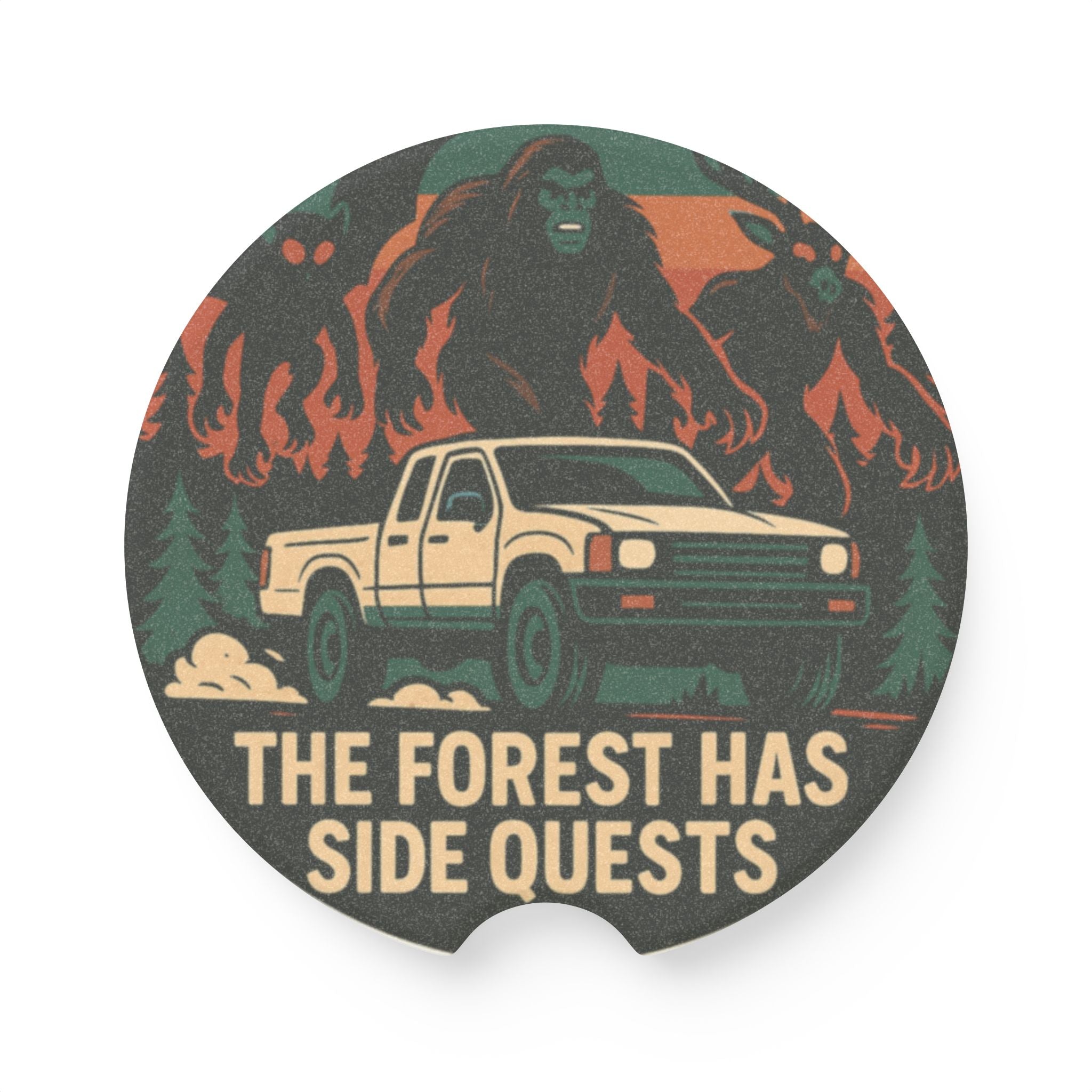 Soapstone Car Coaster — "The Forest Has Side Quests" Truck Adventure Coaster