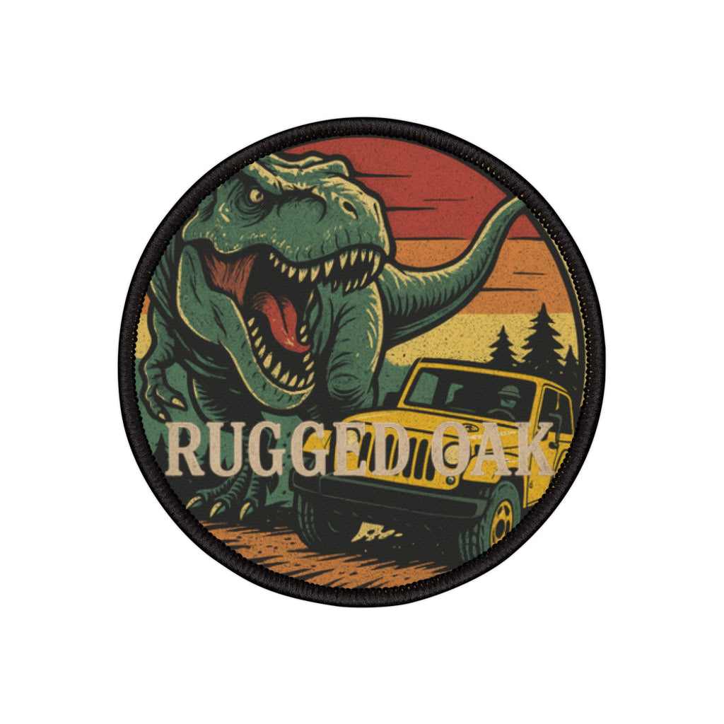 Rugged Oak, Rex Iron-On Patch — Dinosaur Off-Road Adventure Badge