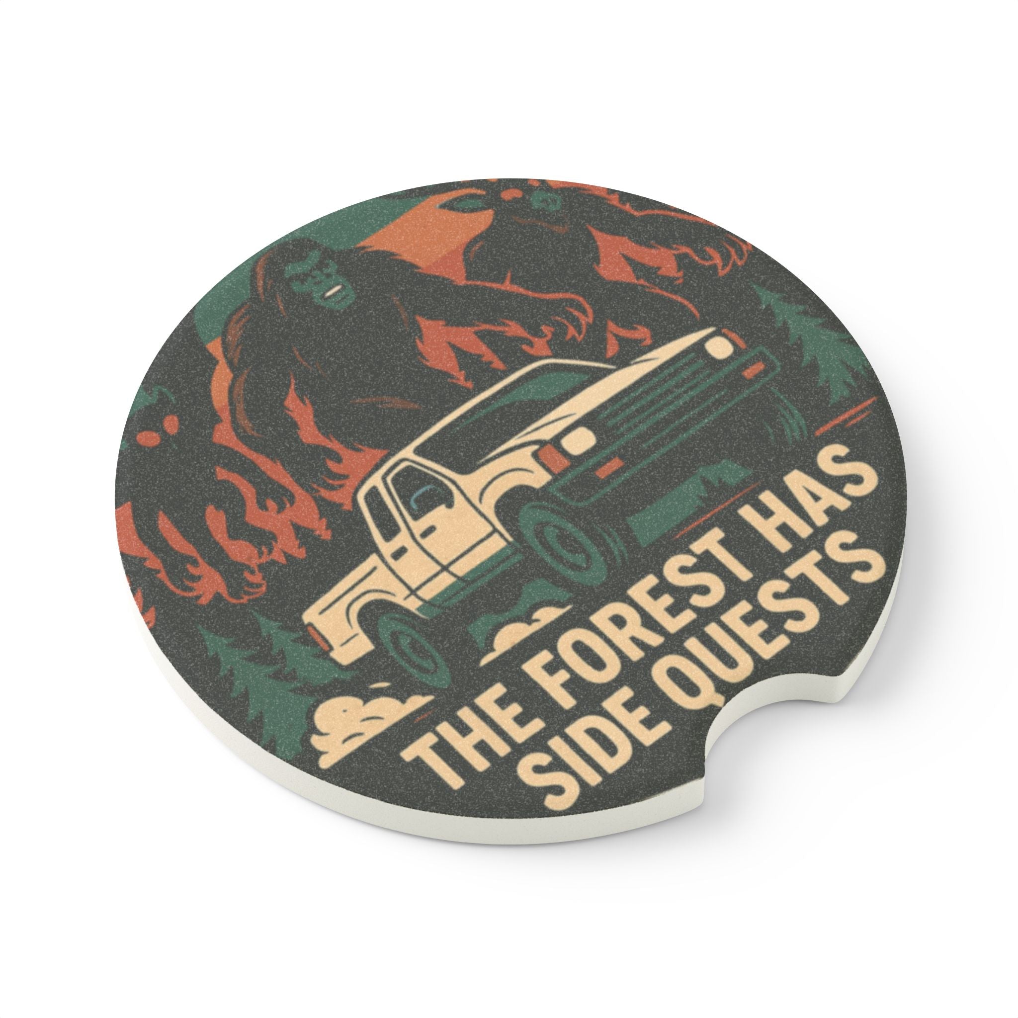 Soapstone Car Coaster — "The Forest Has Side Quests" Truck Adventure Coaster