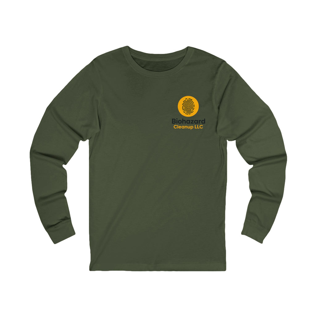 Crime Scene Cleanup Long Sleeve Tee — Biohazard Emergency Response Logo