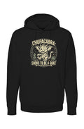 Chupacabra design printed on the front of a black pullover hoodie