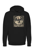 Jersey Devil design printed on the front of a black pullover hoodie