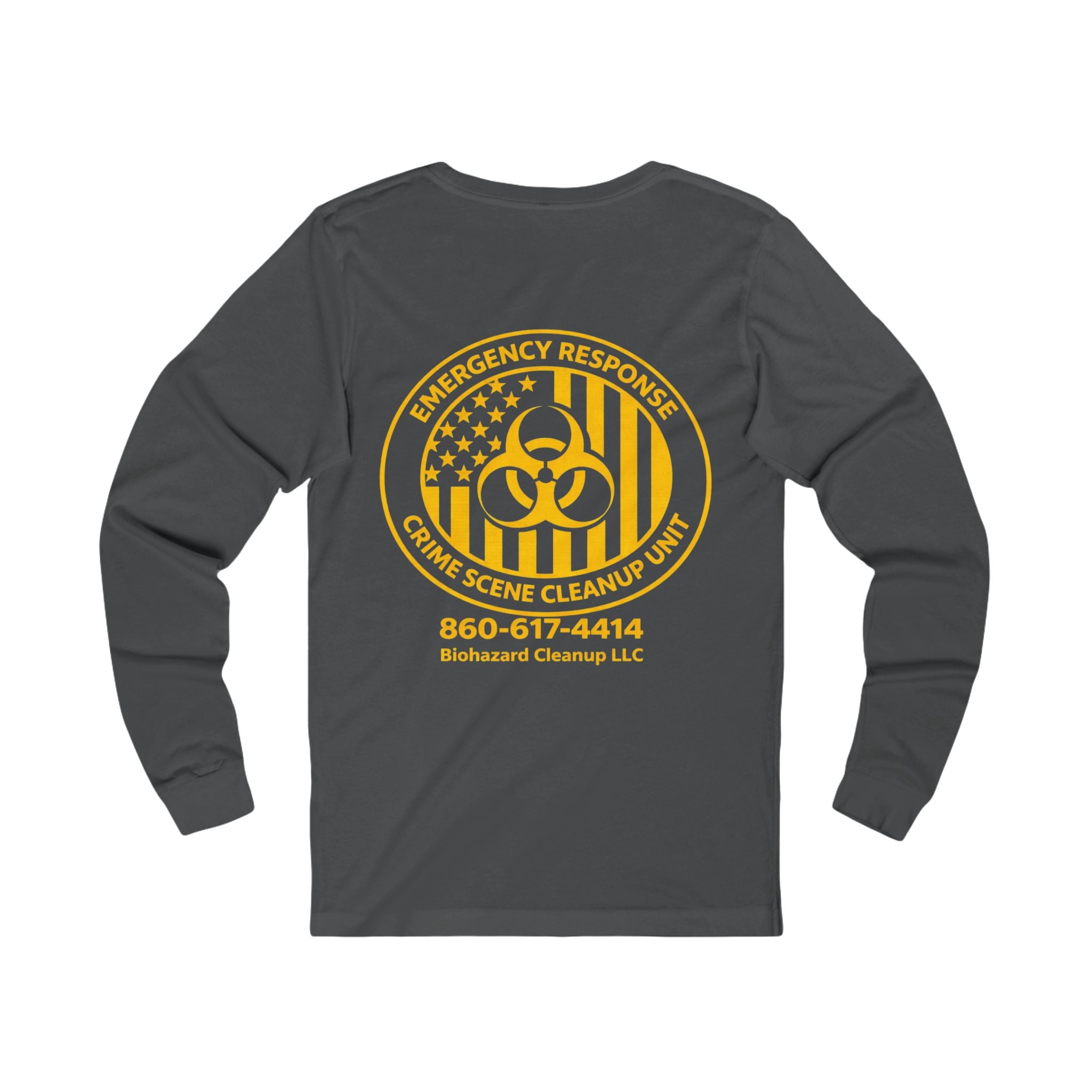 Crime Scene Cleanup Long Sleeve Tee — Biohazard Emergency Response Logo